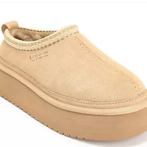 Koolaburra by UGG Suede Platform Slippers - Burree, Size 11, Desert Stone